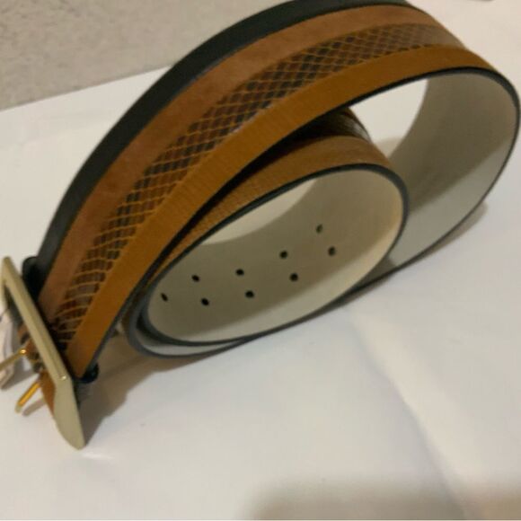 White House Black Market Women Leather boho snake animal print belt L